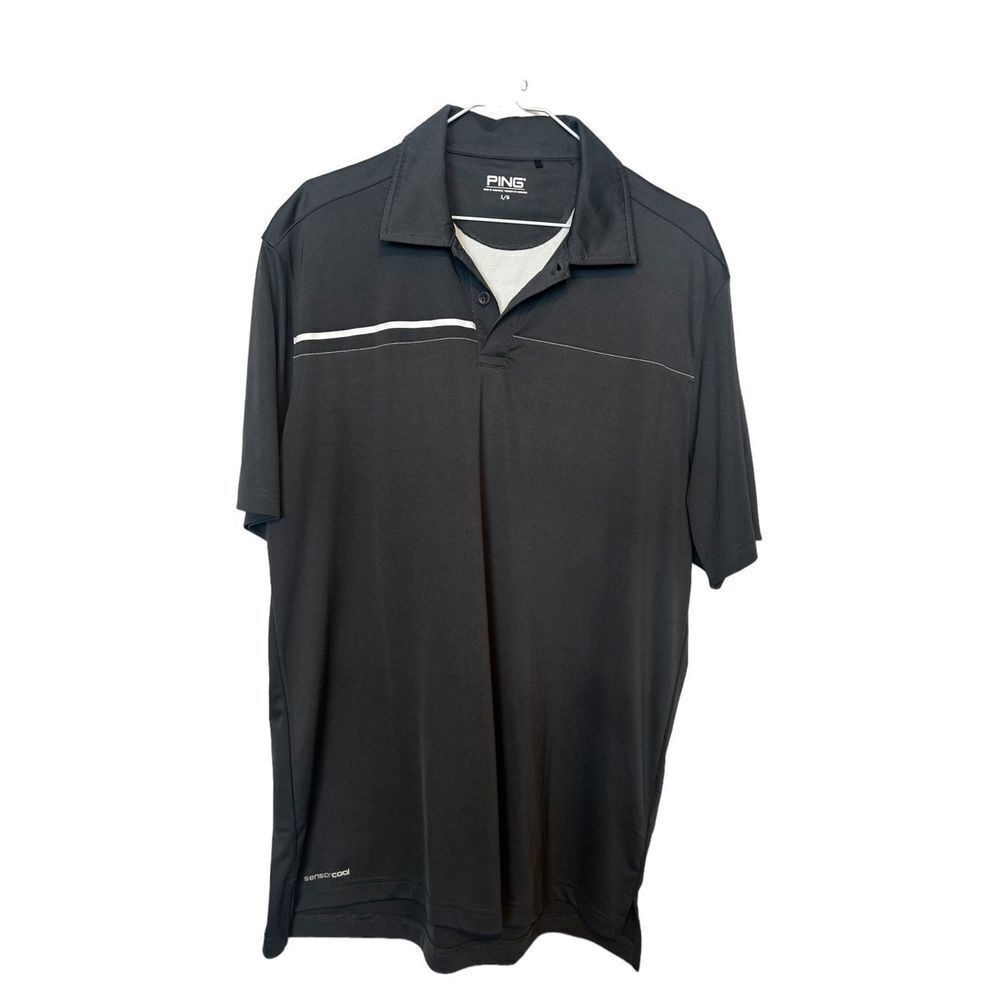 Ping Black Polo Shirt with White Accent - Long Sleeve Style